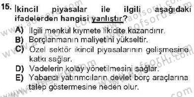 Devlet Borçları Dersi 2012 - 2013 Yılı Tek Ders Sınav Soruları 15. Soru