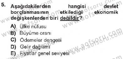 Devlet Borçları Dersi 2012 - 2013 Yılı Tek Ders Sınav Soruları 5. Soru