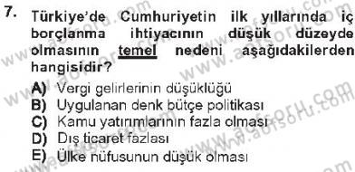 Devlet Borçları Dersi 2012 - 2013 Yılı Tek Ders Sınav Soruları 7. Soru