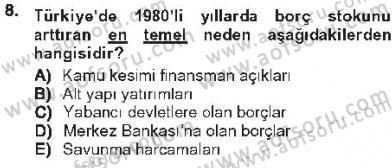 Devlet Borçları Dersi 2012 - 2013 Yılı Tek Ders Sınav Soruları 8. Soru