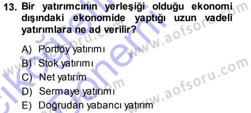 Devlet Borçları Dersi Ara Sınavı Deneme Sınav Soruları 13. Soru
