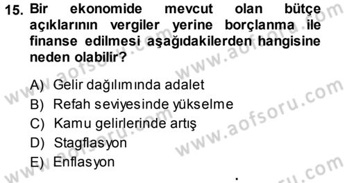 Devlet Borçları Dersi Ara Sınavı Deneme Sınav Soruları 15. Soru