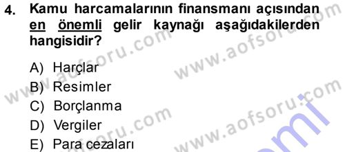 Devlet Borçları Dersi Ara Sınavı Deneme Sınav Soruları 4. Soru