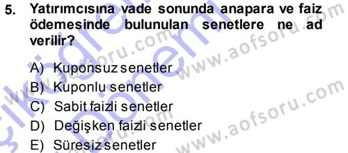 Devlet Borçları Dersi Ara Sınavı Deneme Sınav Soruları 5. Soru