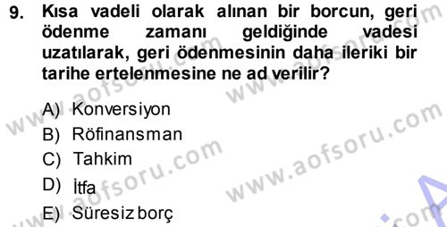 Devlet Borçları Dersi 2013 - 2014 Yılı (Vize) Ara Sınav Soruları 9. Soru
