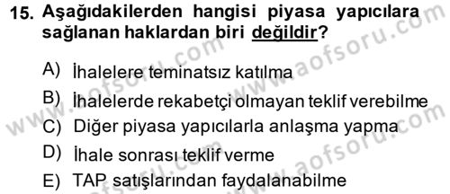 Devlet Borçları Dersi 2013 - 2014 Yılı (Final) Dönem Sonu Sınav Soruları 15. Soru