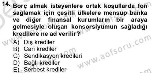 Devlet Borçları Dersi 2013 - 2014 Yılı Tek Ders Sınav Soruları 14. Soru