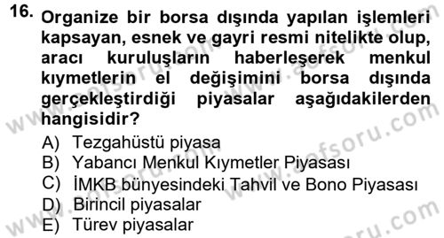 Devlet Borçları Dersi 2013 - 2014 Yılı Tek Ders Sınav Soruları 16. Soru