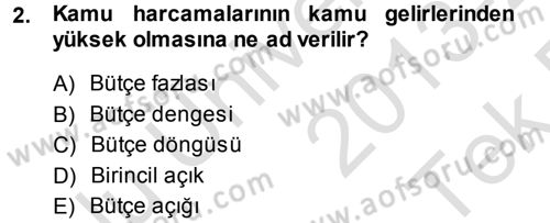 Devlet Borçları Dersi 2013 - 2014 Yılı Tek Ders Sınav Soruları 2. Soru