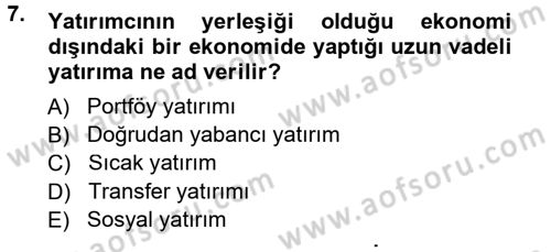Devlet Borçları Dersi 2013 - 2014 Yılı Tek Ders Sınav Soruları 7. Soru