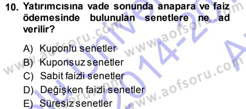 Devlet Borçları Dersi 2014 - 2015 Yılı (Vize) Ara Sınav Soruları 10. Soru