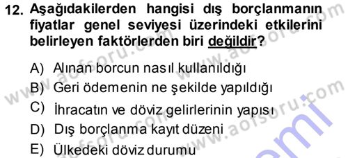 Devlet Borçları Dersi 2014 - 2015 Yılı (Vize) Ara Sınav Soruları 12. Soru