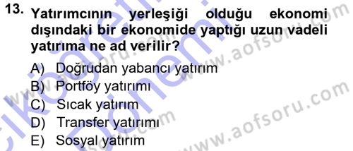 Devlet Borçları Dersi Ara Sınavı Deneme Sınav Soruları 13. Soru