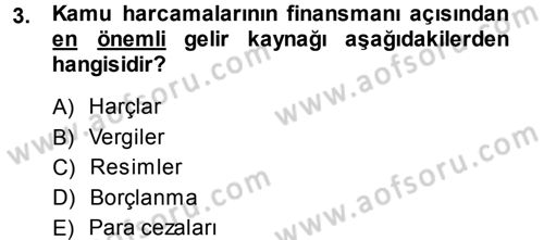 Devlet Borçları Dersi 2014 - 2015 Yılı (Vize) Ara Sınav Soruları 3. Soru