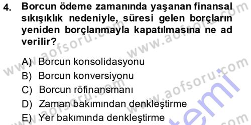 Devlet Borçları Dersi 2014 - 2015 Yılı (Vize) Ara Sınav Soruları 4. Soru