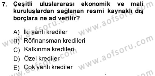Devlet Borçları Dersi 2014 - 2015 Yılı (Vize) Ara Sınav Soruları 7. Soru