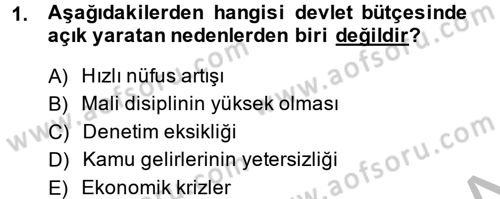Devlet Borçları Dersi 2014 - 2015 Yılı (Final) Dönem Sonu Sınav Soruları 1. Soru
