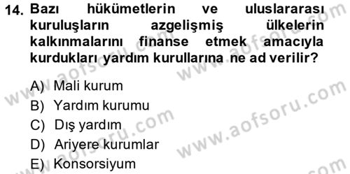 Devlet Borçları Dersi 2014 - 2015 Yılı Tek Ders Sınav Soruları 14. Soru