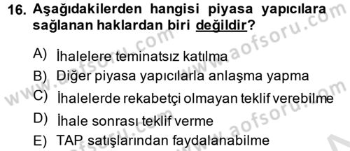 Devlet Borçları Dersi 2014 - 2015 Yılı Tek Ders Sınav Soruları 16. Soru