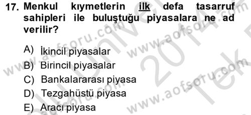 Devlet Borçları Dersi 2014 - 2015 Yılı Tek Ders Sınav Soruları 17. Soru