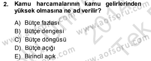 Devlet Borçları Dersi 2014 - 2015 Yılı Tek Ders Sınav Soruları 2. Soru