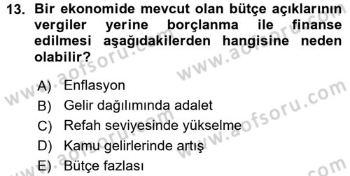 Devlet Borçları Dersi 2015 - 2016 Yılı (Vize) Ara Sınav Soruları 13. Soru