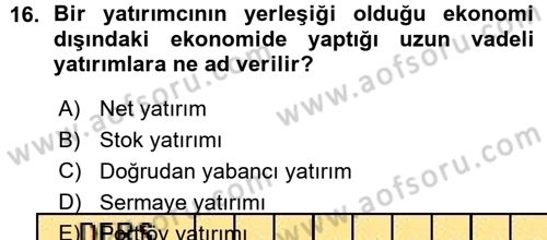 Devlet Borçları Dersi Ara Sınavı Deneme Sınav Soruları 16. Soru