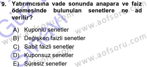 Devlet Borçları Dersi Ara Sınavı Deneme Sınav Soruları 9. Soru