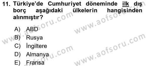 Devlet Borçları Dersi 2015 - 2016 Yılı (Final) Dönem Sonu Sınav Soruları 11. Soru