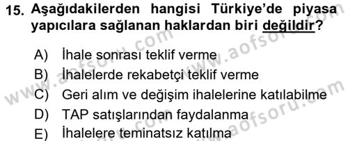 Devlet Borçları Dersi 2015 - 2016 Yılı (Final) Dönem Sonu Sınav Soruları 15. Soru