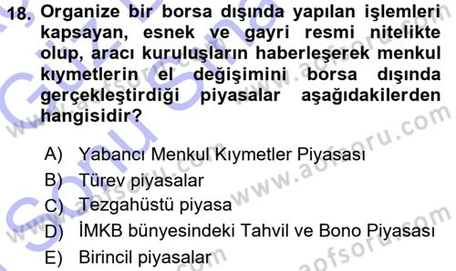 Devlet Borçları Dersi 2015 - 2016 Yılı (Final) Dönem Sonu Sınav Soruları 18. Soru