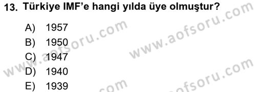 Devlet Borçları Dersi 2015 - 2016 Yılı Tek Ders Sınav Soruları 13. Soru