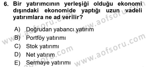 Devlet Borçları Dersi 2015 - 2016 Yılı Tek Ders Sınav Soruları 6. Soru
