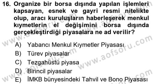 Devlet Borçları Dersi 2016 - 2017 Yılı 3 Ders Sınav Soruları 16. Soru
