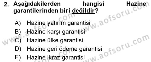 Devlet Borçları Dersi 2016 - 2017 Yılı 3 Ders Sınav Soruları 2. Soru