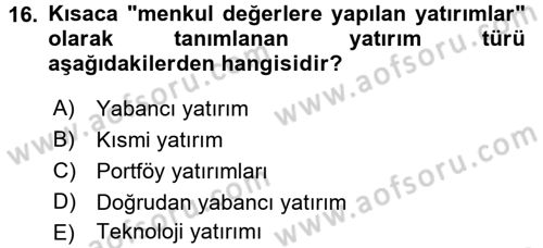 Devlet Borçları Dersi 2016 - 2017 Yılı (Vize) Ara Sınav Soruları 16. Soru