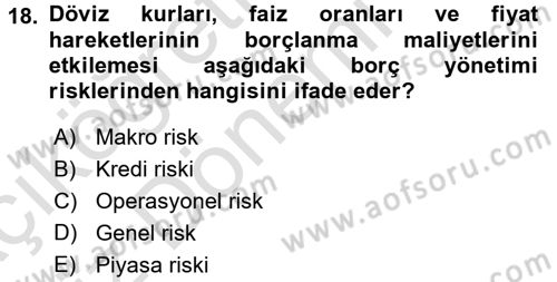 Devlet Borçları Dersi 2016 - 2017 Yılı (Vize) Ara Sınav Soruları 18. Soru