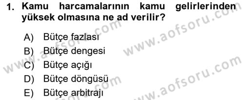 Devlet Borçları Dersi 2016 - 2017 Yılı (Final) Dönem Sonu Sınav Soruları 1. Soru