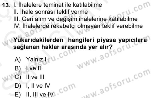 Devlet Borçları Dersi 2016 - 2017 Yılı (Final) Dönem Sonu Sınav Soruları 13. Soru