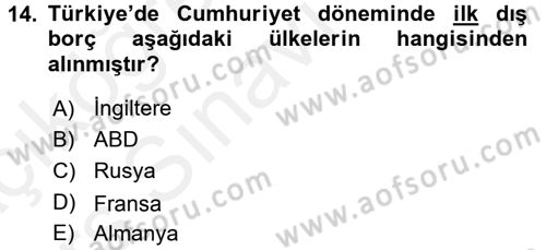 Devlet Borçları Dersi 2017 - 2018 Yılı 3 Ders Sınav Soruları 14. Soru