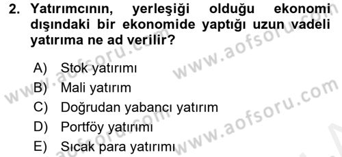 Devlet Borçları Dersi 2017 - 2018 Yılı 3 Ders Sınav Soruları 2. Soru