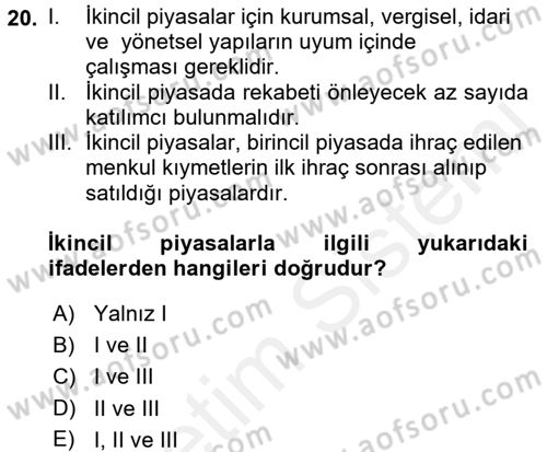 Devlet Borçları Dersi 2017 - 2018 Yılı 3 Ders Sınav Soruları 20. Soru