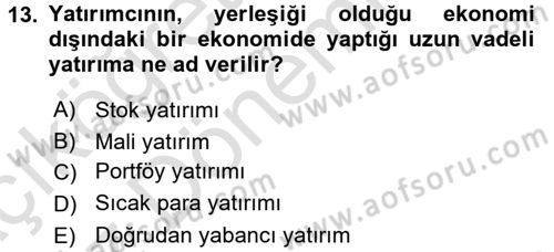 Devlet Borçları Dersi 2017 - 2018 Yılı (Vize) Ara Sınav Soruları 13. Soru