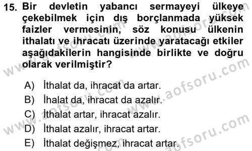 Devlet Borçları Dersi 2017 - 2018 Yılı (Vize) Ara Sınav Soruları 15. Soru
