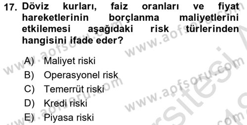 Devlet Borçları Dersi 2017 - 2018 Yılı (Vize) Ara Sınav Soruları 17. Soru