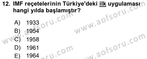 Devlet Borçları Dersi 2017 - 2018 Yılı (Final) Dönem Sonu Sınav Soruları 12. Soru