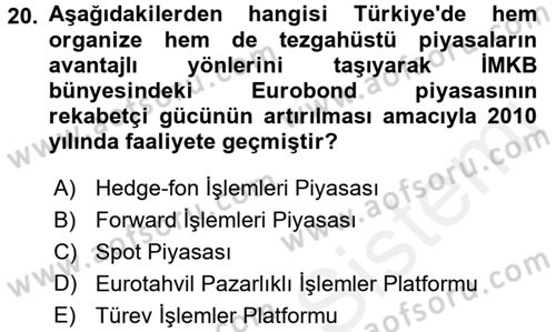 Devlet Borçları Dersi 2017 - 2018 Yılı (Final) Dönem Sonu Sınav Soruları 20. Soru