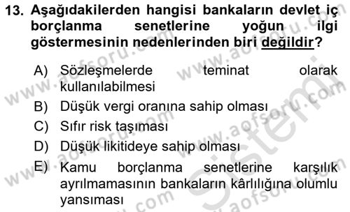 Devlet Borçları Dersi 2018 - 2019 Yılı (Vize) Ara Sınav Soruları 13. Soru