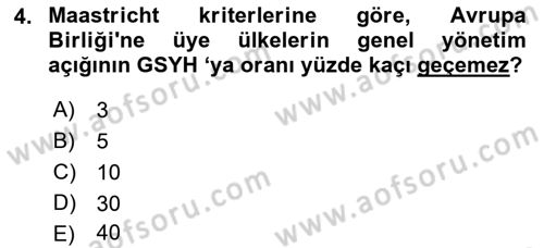 Devlet Borçları Dersi 2018 - 2019 Yılı (Vize) Ara Sınav Soruları 4. Soru