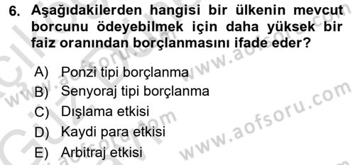 Devlet Borçları Dersi 2018 - 2019 Yılı (Vize) Ara Sınav Soruları 6. Soru